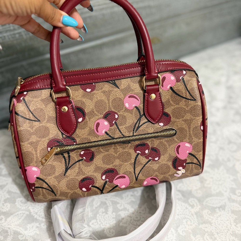 Coach Rowan Cherry Print Satchel - Picture 4 of 6